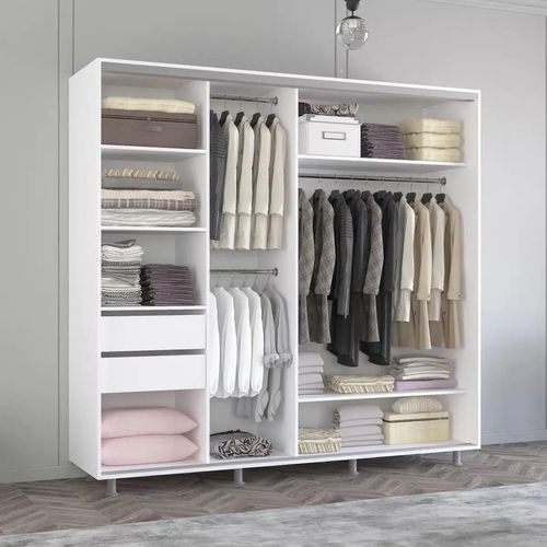 купить Шкаф Mobildor-Lux Арон с горизонтальными раздвижными дверцами (220x60x210H см) Brilliant White в Кишинёве 