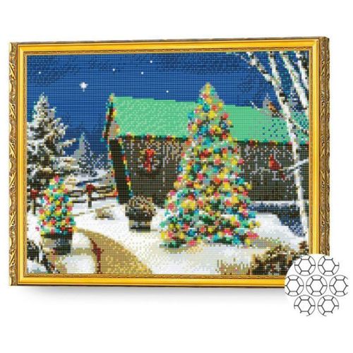 купить Картина по номерам Art Gallery GA74415 Mozaic cu diamante 40x50cm Brad impodobit in curte в Кишинёве 