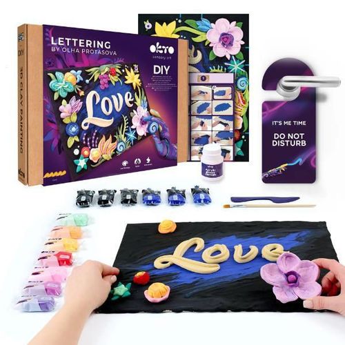 купить Набор для творчества Okto 10049 Tablou 3D cu plastilină aerată Air Clay 30x40сm: LOVE в Кишинёве 
