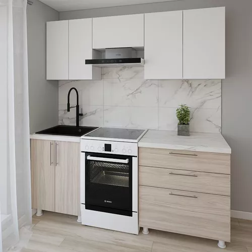 cumpără Mobilă pentru bucatarie Smartex (30051) K2 200сm Alb+Stejar Deschis în Chișinău 