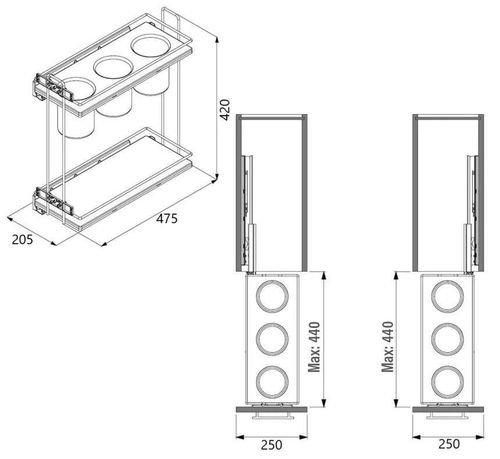 купить Фурнитура для мебели Starax Cooking 250мм левая. S-2651-A в Кишинёве 