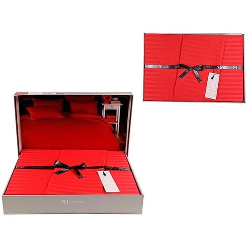 купить Домашний текстиль Promstore 53380.3 Lenjerie de pat Euro 2 NH Stripe Satin, rosu в Кишинёве 