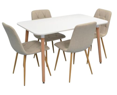 купить Комплект стол и стулья Evelin di Costacurta стол DT-405-1WO + 4 стула YTC-080Wo Light beige в Кишинёве 