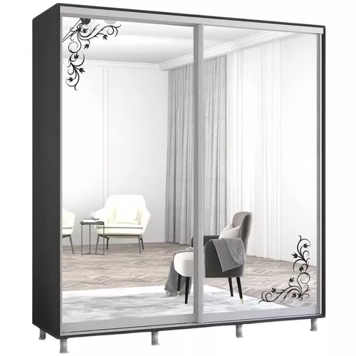cumpără Dulap Mobildor-Lux Aron 2.0-2.3m uși glisante din oglindă cu aplicații (230x60x230H cm) Anthracite în Chișinău 