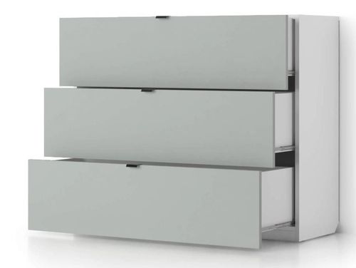 купить Комод Fabrik Home Hardy 3 ящика (1100x910x390) Белый ясень/Светло-серый мат в Кишинёве 