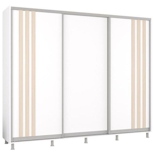 cumpără Dulap Mobildor-Lux Aron uși glisante din PAL cu lamele (260x60x200H cm) Alb Brilliant în Chișinău 