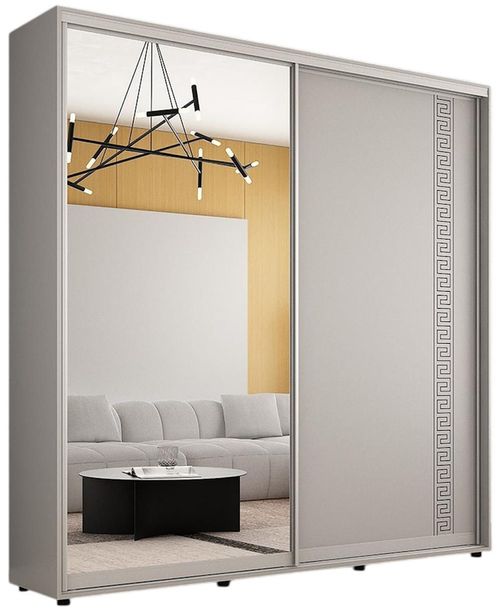 cumpără Dulap Mobildor-Lux Compact uși glisante Oglindă + PAL cu ornament grecesc (210x45x220H cm) Grey în Chișinău 