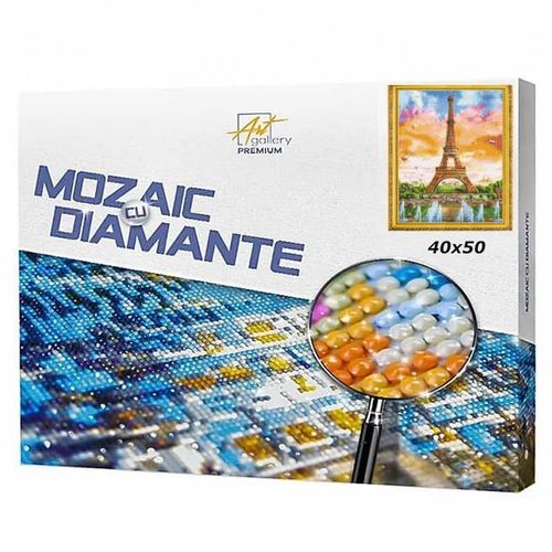 купить Картина по номерам Art Gallery GA76392 Mozaic cu diamante 40x50cm Turnul Eiffel si nori multicolori в Кишинёве 