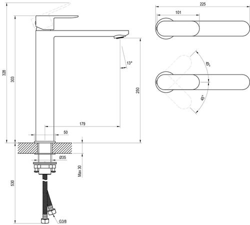 купить Смеситель для умывальника Ravak Baterie Chrome II lavoar inalt 300mm black CR II 015.20BL (X070459) в Кишинёве 