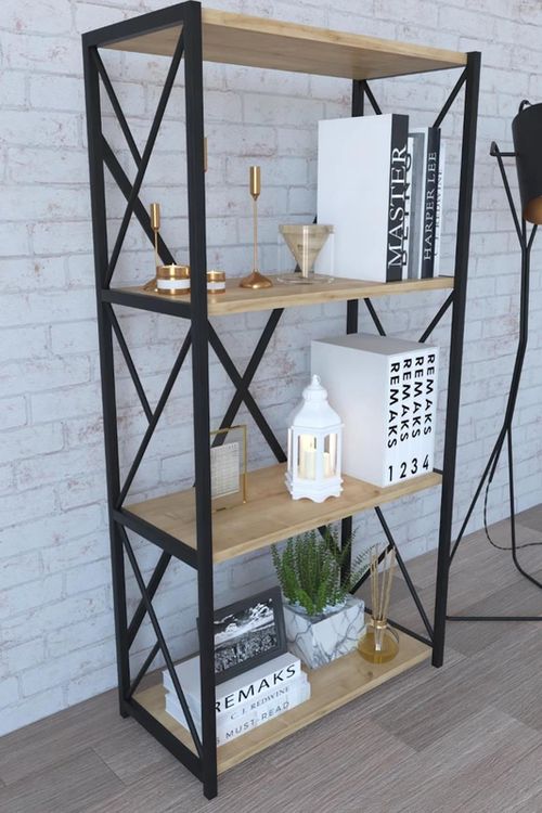 купить Стеллаж Remaks 4 Shelf Metal Oak в Кишинёве 