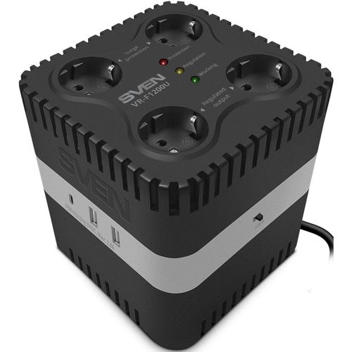 купить Стабилизатор напряжения Sven VR-F2000U, 530W, Black в Кишинёве 