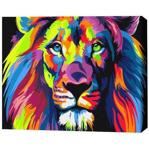 cumpără Tablou pe numere BrushMe BSB0031FC (fără cutie) Leu in culori de curcubeu în Chișinău 