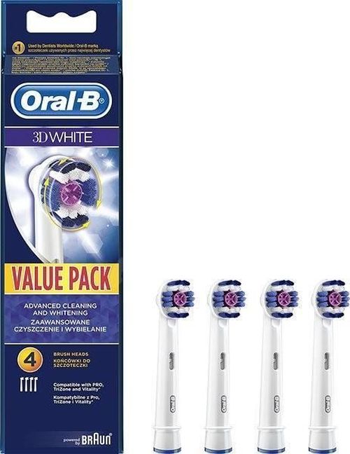 купить Сменная насадка для электрических зубных щеток Oral-B EB18 3D White 3+1 в Кишинёве 