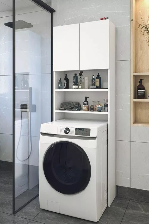 cumpără Dulap penal Nex Home Pentru masina de spalat, 2 usi, 65x27x190 cm, Alb (12-03-01) în Chișinău 