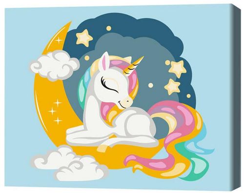 купить Картина по номерам BrushMe KBS0105FC 30x40 сm (fără cutie) Unicorn în culori de curcubeu в Кишинёве 