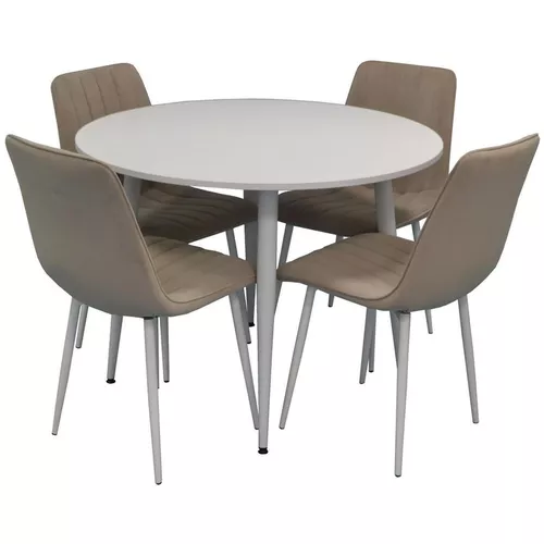 cumpără Set masă și scaune Evelin di Costacurta стол DT-402-5 + 4 стула XR-154Wh Light Beige8 (velur) (3541) în Chișinău 
