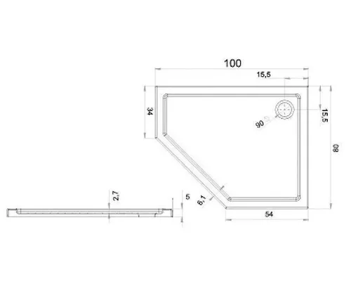 cumpără Cadița de duș New Trendy New Azura Pentagonal 100x80x5/R B-0419 în Chișinău 