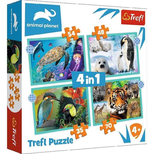 купить Головоломка Trefl 34382 Puzzles 4in1 Discovery Animal Planet в Кишинёве 