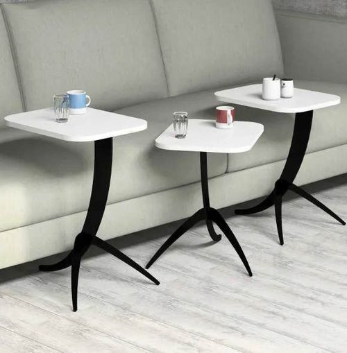 cumpără Măsuţă cafea Trendy Pion, Alb, masa de cuibarit (3 bucati) în Chișinău 