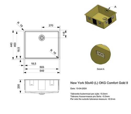 cumpără Chiuvetă bucătărie Reginox R38765 New York 50x40 Gold II în Chișinău 
