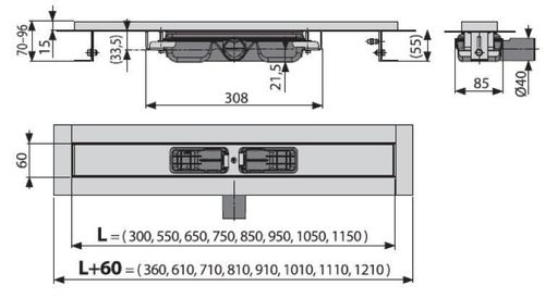 купить Душевой трап Alcaplast APZ101-950 Low в Кишинёве 