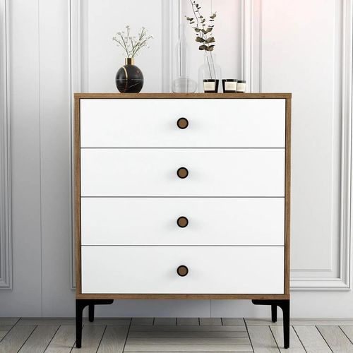 купить Комод Trendy Lizbon 537-Nuc, Alb 76x90x40cm (GTR001657) в Кишинёве 