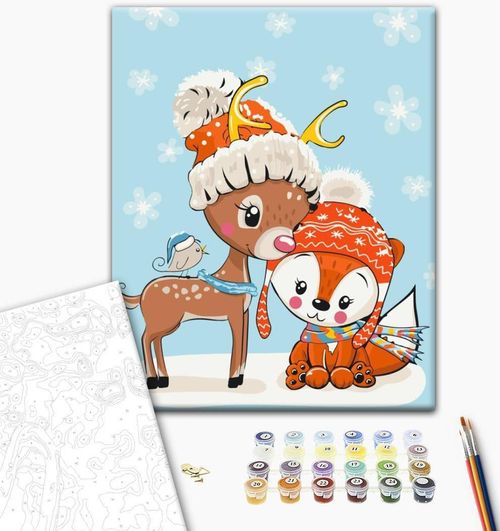 купить Картина по номерам BrushMe KBS0077FC 30x40 сm (fără cutie) Micul cerb cu vulpița в Кишинёве 