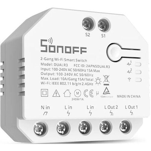 купить Выключатель электрический Sonoff Wi-Fi 2-Gang Smart Switch DUALR3 with Power Metering (Neutral Wire) в Кишинёве 