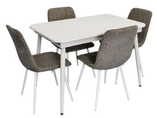 купить Комплект стол и стулья Evelin di Costacurta стол DT-531R Wh + 4 стула YTC-078Wh UF885-14 (Grey) в Кишинёве 