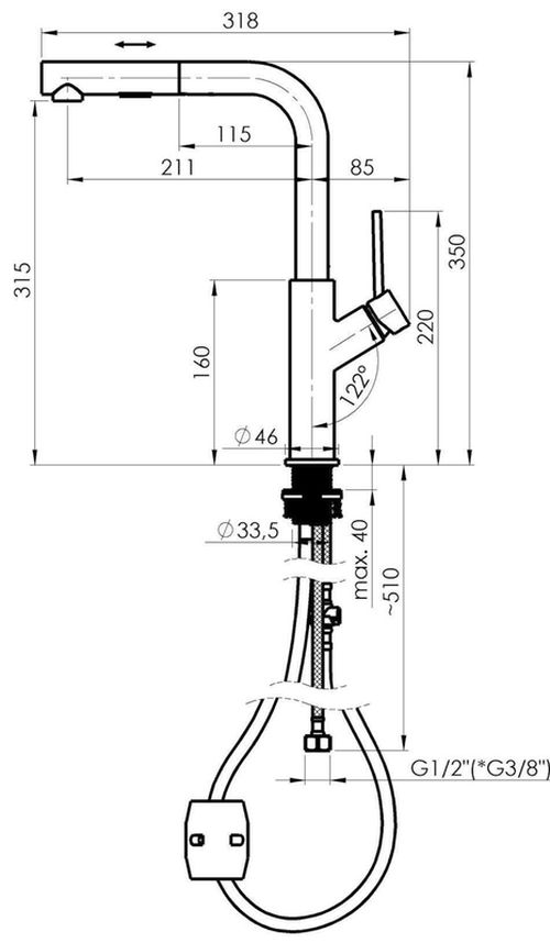 купить Смеситель кухонный Rubineta Bona-35 PO (BK) в Кишинёве 