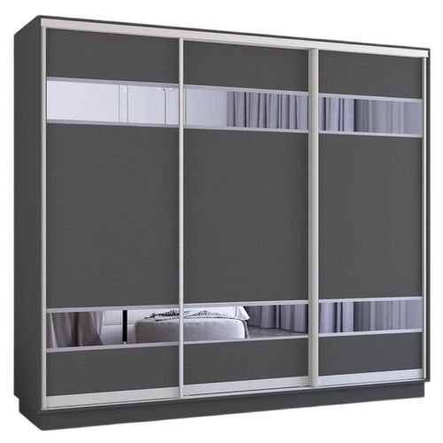 cumpără Dulap Mobildor-Lux Fox uși glisante din PAL cu elemente din oglindă (300x60x220H cm) Anthracite în Chișinău 