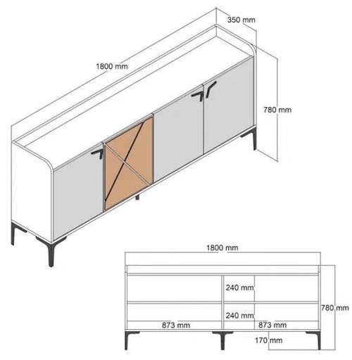 cumpără Casetieră Trendy Venedik, Nuc, Marmura Alba 180x78x35cm în Chișinău 