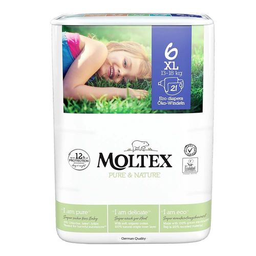 Гипоаллергенные эко-подгузники Moltex Nature XL 6 (13-18 kg) 21 шт 