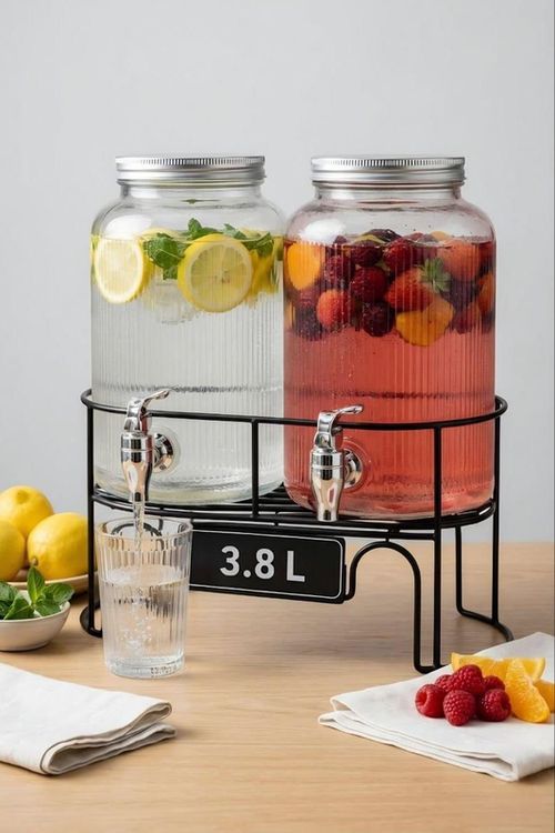 купить Посуда для напитков miscellaneous 998 Set dublu din sticla cu robinet, 2x3.8L cu suport 2510-1095 SIO в Кишинёве 