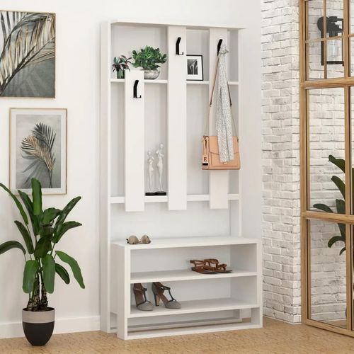 cumpără Mobilă pentru antreu Trendy Chester Alb, Alb, 90x180x36cm (GTR001331) în Chișinău 