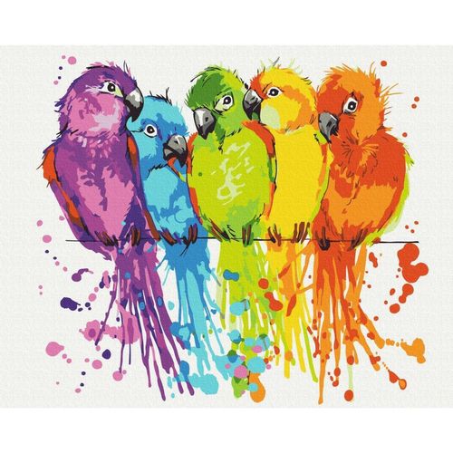 купить Картина по номерам BrushMe BS28115 40x50 cm (în cutie) Papagali colorati в Кишинёве 
