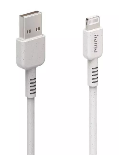 купить Кабель для моб. устройства Hama 187283 Eco Charging Cable, USB-A - Lightning, 1 m, white в Кишинёве 