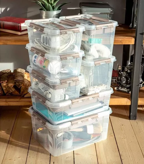 купить Короб для хранения Бытпласт 45716 Контейнер Econova Grand box 4.2l 29x19x12cm замки серый в Кишинёве 