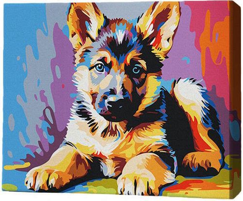 cumpără Tablou pe numere BrushMe RMG0002FC 30x40сm (fără cutie) Cățeluș în culori în Chișinău 