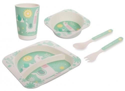 купить Посуда для кормления Canpol 9/213 Набор бамбуковой посуды 5 элементов Лама в Кишинёве 