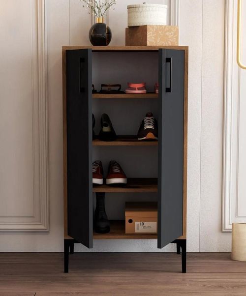 cumpără Raft pentru încălțăminte Trendy Prag, Nuc, Antracit 60x111x35cm în Chișinău 