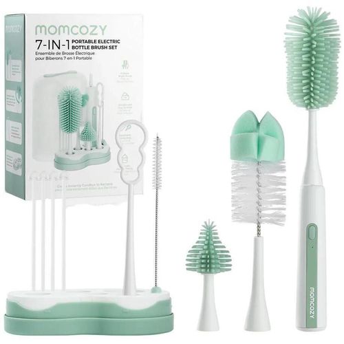 купить Посуда для кормления Momcozy LS003-GW00BA-A Set pentru curatarea biberoanelor 7in1 cu perie electrica Green в Кишинёве 