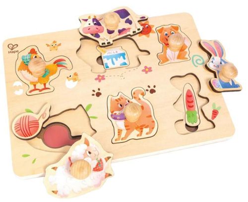 cumpără Puzzle Hape E1655 Puzzle Deșteptel Curtea Fermierului, 13 piese cu mânere în Chișinău 