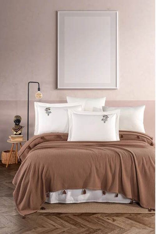 купить Домашний текстиль Promstore 57065.1 Lenjerie de pat 2pers NewHome Pike Brown cu broderie в Кишинёве 