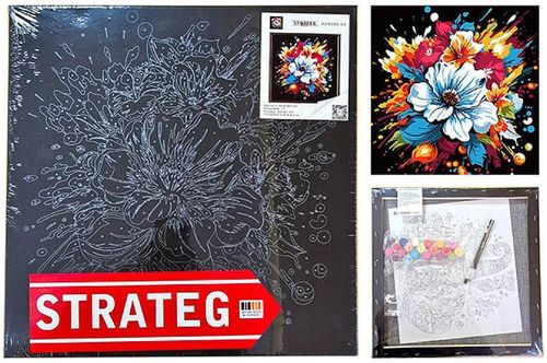 cumpără Tablou pe numere Strateg 57223 Explozie florala 40x40cm (fundal negru) în Chișinău 
