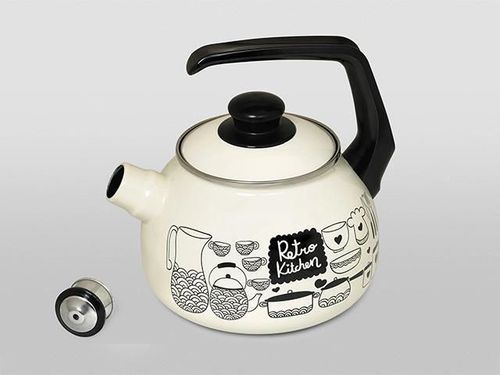 купить Чайник Metalac 57031 Ceainic emailat Retro D20cm, 2.5L, maner bachelit, cu fluier в Кишинёве 