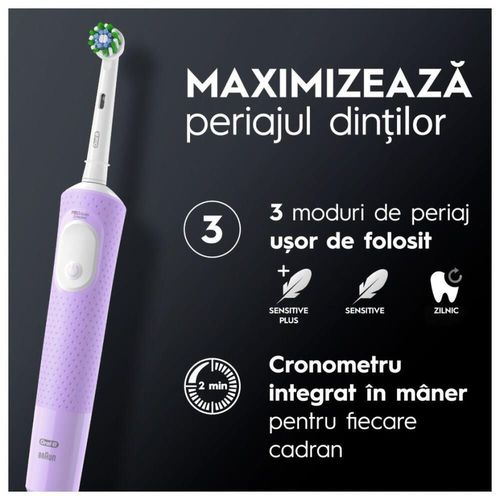 cumpără Periuță de dinți electrică Oral-B 7483 Vitality Lilak PRO Cross Action în Chișinău 
