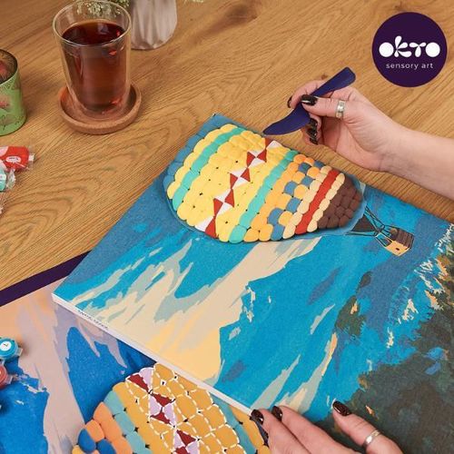cumpără Set de creație Okto 30009 3D Pictură pe numere cu plastilină ușoară 30×40сm, Zbor cu balonul cu aer cald în Chișinău 