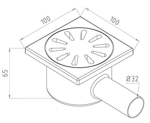 cumpără Trap de duș GPD YSZ07 Sifon de pardoseala orizontal corp FULL INOX D. 32 x 90° (100 x 100 x 65 mm) în Chișinău 