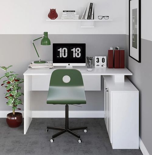 cumpără Masă de birou Trendy Basak, Alb, 130x74x60cm în Chișinău 